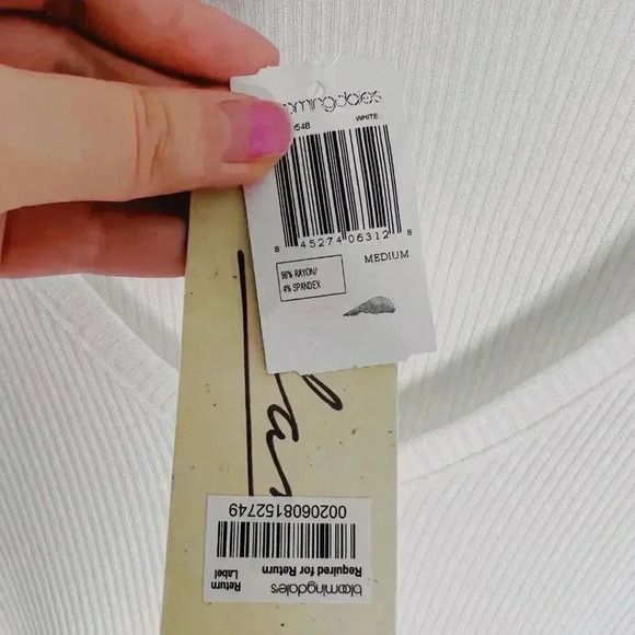 NWT Elan White Ribbed V Neck Long Sleeve Shirt Women's Size M - Picture 4 of 6